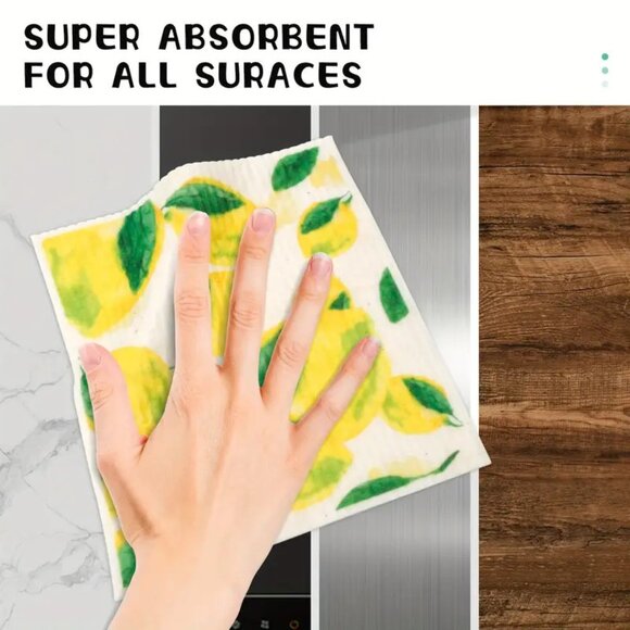 NEW Set of 12 Swedish Dishcloths - Lemon & Lemonade Kitchen Towels, Reusable - Picture 3 of 9